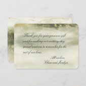 金ゴールド&セージ水の色の波の書道ありがとう サンキューカード (正面/裏面)