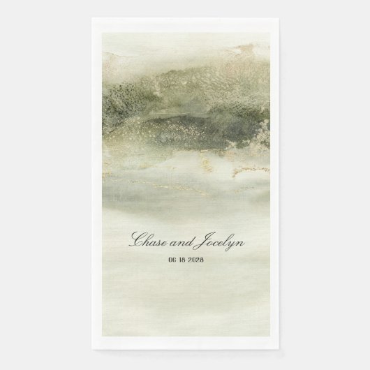 金ゴールド&セージ水彩波結婚波 (正面)