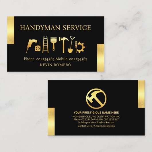 金ゴールド・タブ付き手書きツール 名刺 (正面/裏面)