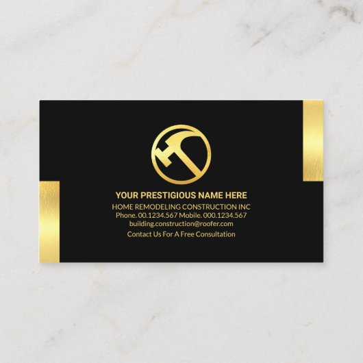 金ゴールド・タブ付き手書きツール 名刺 (裏面)