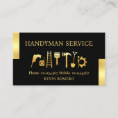 金ゴールド・タブ付き手書きツール 名刺 (正面)