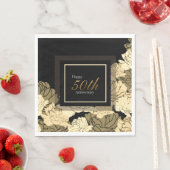 金ゴールド・タン・イエロー50周年記念バラプリント スタンダードランチョンナプキン (インサイチュ)