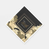 金ゴールド・タン・イエロー50周年記念バラプリント スタンダードランチョンナプキン (角)