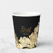 金ゴールド・タン・ベージュ50周年バラ 紙コップ (正面)