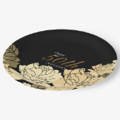 金ゴールド・タン・ベージュ50周年記念バラプリントpa ペーパープレート (アングル)