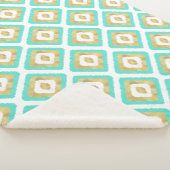 金ゴールド&ターコイズシックイカットパターン シェルパブランケット (3/4)