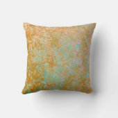 金ゴールド&ターコイズブルーパティナアルコールインク抽象芸術 クッション (裏面)