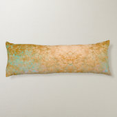 金ゴールド&ターコイズブルーパティナアルコールインク抽象芸術 ボディピロー (裏面)