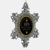 金ゴールド&ダイヤモンド50周年結婚デザイン スノーフレークピューターオーナメント (左)