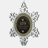 金ゴールド&ダイヤモンド50周年結婚デザイン スノーフレークピューターオーナメント (右)