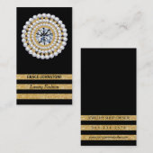 金ゴールド、ダイヤモンド、真珠 | ジュエリー店 名刺 (正面/裏面)