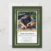 金ゴールド&ダークグリーンタイポグラフィ|フォトグラジャル 招待状 (正面)