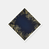 金ゴールド&ダークネイビーブルーエレガントコーラル結婚ズ スタンダードカクテルナプキン (角)