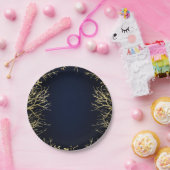 金ゴールド&ダークネイビーブルーエレガントコーラル結婚ズ ペーパープレート (パーティー)