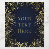 金ゴールド&ダークネイビーブルーエレガントコーラル結婚ズ ワインラベル (シングルラベル)