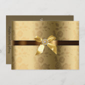 金ゴールド&チョコレートブラウン金ゴールドの弓と輝き 招待状 (正面/裏面)