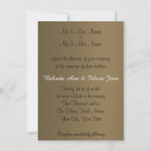 金ゴールド&チョコレートブラウン金ゴールドの弓と輝き 招待状 (裏面)