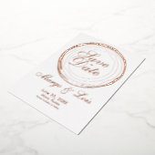 金ゴールド・ツリー・ログの保存日付の保存 箔招待状 (回転した状態)