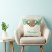 金ゴールド&ティール(緑がかった色)シーシェルグラムビーチエレガントカスタム クッション (椅子)