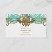 金ゴールド&ティール(緑がかった色)シーシェルグラムビーチエレガントカスタム 名刺 (裏面)