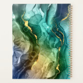 金ゴールド、ティール（緑がかった色）、ダークグレー液体インク プランナー手帳 (裏面)