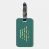 金ゴールド、ティール（緑がかった色）、ダークグレー液体インク、DIYモノグラムLu ラゲッジタグ (裏面縦)