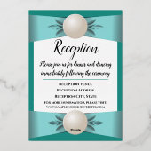 金ゴールド&ティール(緑がかった色)パールリ結婚ボンズセレモン/披露宴 箔招待状 (裏面)