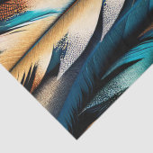 金ゴールド&ティール(緑がかった色)フェザーアート 薄葉紙 (詳細)