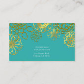 金ゴールド&ティール(緑がかった色)フローラマンダラス 名刺 (裏面)