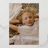 金ゴールド&ティール(緑がかった色)レトロアーチフォト卒業 箔招待状 (裏面)