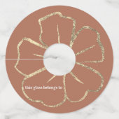 金ゴールド&テラコッタフローラワイングラスラベル ワイングラスタグ (正面)