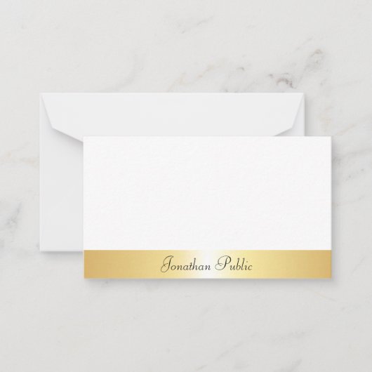 金ゴールド·テンプレート書き込みスクリプトの文字名 ノートカード (正面)