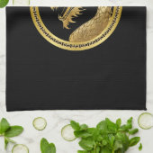 金ゴールド・ドラゴン キッチンタオル (折り畳み)