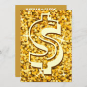 "金ゴールド"ドル'$'の招待状のエラー 招待状 (正面/裏面)