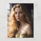 金ゴールド・ドレスを着たゴージャスなブロンド ポストカード (正面)
