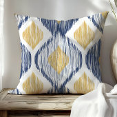 金ゴールド・ネイビーイカットパターン クッション