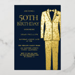 金ゴールド&ネイビースーツ&タイ50thバースデーパーティー 箔招待状<br><div class="desc">金ゴールド&ネイビースーツ&タイメンス50thバースデーパーティーフォイル招待状ニッチとネストストアで他の招待状を参照</div>