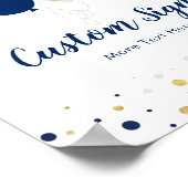 金ゴールド&ネイビーバルーン子供の誕生日カスタムパーティー ポスター (角)