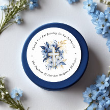 金ゴールド&ネイビーブルーウォーターカラーバプテスマありがとう