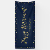 金ゴールド&ネイビーブルーハッピーリタイオメントバナー 横断幕 (縦)