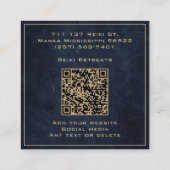 金ゴールド&ネイビーブルーマンダラ霊気癒し瞑想 スクエア名刺 (裏面)