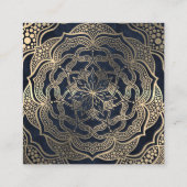 金ゴールド&ネイビーブルーマンダラ霊気癒し瞑想 スクエア名刺 (裏面)