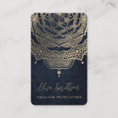 金ゴールド&ネイビーブルーマンダラ霊気癒し瞑想 名刺 (正面)