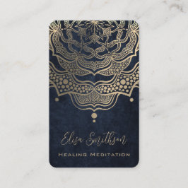 金ゴールド&ネイビーブルーマンダラ霊気癒し瞑想 名刺