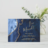 金ゴールド&ネイビーブルーマーブルゲート新しいアドレス移動 案内状 (スタンド正面)