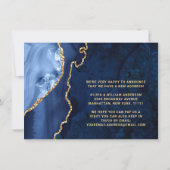 金ゴールド&ネイビーブルーマーブルゲート新しいアドレス移動 案内状 (裏面)