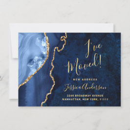 金ゴールド&ネイビーブルーマーブルゲート新しいアドレス移動 案内状