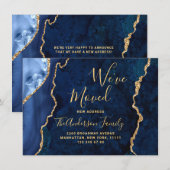 金ゴールド&ネイビーブルーマーブルゲート新しいアドレス移動 案内状 (正面/裏面)