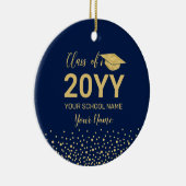 金ゴールド&ネイビーブルー卒業クリスマスプレゼント セラミックオーナメント (右)