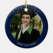 金ゴールド&ネイビーブルー卒業クリスマスプレゼント セラミックオーナメント (裏面)